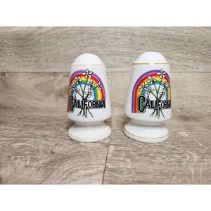 Vintage Set of 2 Rainbow California Salt & Pepper Shakers